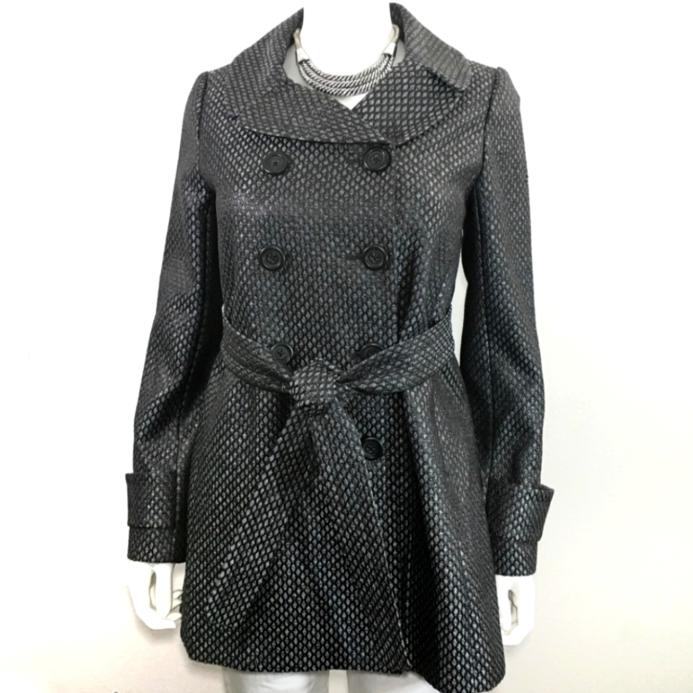 Gunmetal Metallic Brocade Tweed Peacoat - J. Crew Collection